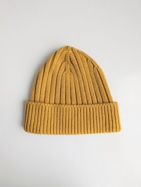 Uniqlo Heattech Ribbed Wool Blend Beanie – Yellow, Unisex